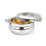 Max Fresh Silver Round Arina Belly Stainless Steel Solid Insulated Hot Pot 2500 ml