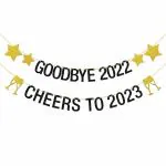 Festiko Goodbye 2022 Cheers to 2023 Banner, Happy New Year Banner 2023, Hello 2023 New Year Sign Banner (Black)