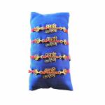 House And Crafts - Gold Metal Moti Rudraksha Name Rakhi Roli Chawal Card Joda Big For Men And Boys (Pack Of 4)