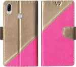 Sbms Asus Zenfone Max M2 Pink, Brown Leather Shock Proof Flip Cover