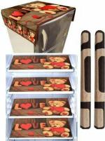 BLUEDOT Brown Polyester Fridge Top, Handle Cover and Mats (95 x1 cm)