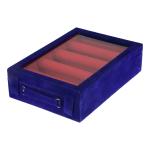 Kuber Industries 4 Rod Bangle Box|Wooden Jewelry Box|Wedding Vanity Box|Velvet Coated Wedding Bracelet Organizer for Women & Girls (Blue)