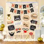 Zyozique Engagment Decoration Kit - Banner, Photo Booth Props with Rice Light & Net Curtain (Pack of 20)