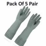 NEW INDIA FIRE TECH Cleaning Wrinkle Glove for Home cleaning Utensils cleaning Bathroom cleaning , Grey pack of 5 pair