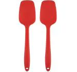 Ramkuwar Silicone Spoon Spatula Set for Baking Serving Cooking Nonstick Cookware and Kitchen Use (Pack of 2) - Red