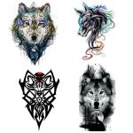 Temporary Tattoowala Wolf and Trible Designs Temporary Tattoo Sticker Pack of 4 Temporary body Tattoo