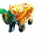 Zoltamulata Attractive Design Green Aventurine Gemstone Elephant Showpiece