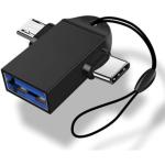 SFZ 2 in 1 OTG Adapter USB to Type C & Micro USB Conventor, USB 3.0 Female to Micro USB Male and USB C Male Connector for Media TV Sticks, Android Phones or Tablets Keyboard Mouse Use - Black