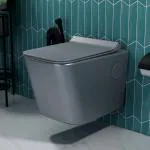 Plantex Commode for Toilet/Ceramic Rimless Western Commode/Wall Hung Commode with Soft Closing Toilet Seat - P Trap (T04, Grey)