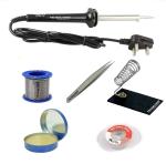 Techdelivers 6In1 Basic Soldering Iron Kit With Wire, Flux, Stand, Tweezer, Wick - 60 Watts (Set Of 6)