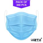 Virth Disposable BLUE Surgical Mask With Nose Pin (300 pcs)