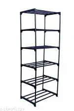 REOM ENTERPRISE 6 Shelves Multi purpose Heavy Duty Metal, Foldable Rack For, Book Shelf, shoe rack