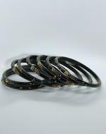 INK INNAKA Traditional Glass Kada Bangles Set for women & girls Glossy Bangles Gemstone stone work Black glass Kade