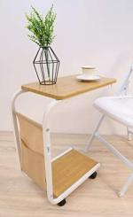 OET Multipurpose Portable Laptop Study Table Desk with Caster Wheels for Work from Home and Online Classes (White and Peach) ST02