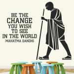 StickMe Multicolor Vinyl Mahatma Gandhi Father of Nation Office Motivational Inspirational Quotes Creative Colorful Wall Sticker