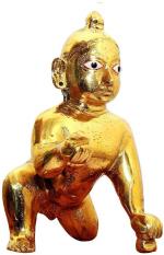Dvm Rudransh Brass Home Decor Brass Idol God Krishan Makhan Chor Statue Spiritual Puja Vastu Fegurine Religious Murti Pooja Gift Item