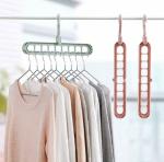 TONY STARK Wardrobe Space Saver Folding Hangers, Hangers for Clothes Wardrobe,1 Pack Anti-Skid Plastic Magic Clothes Hanger - 360 Swivel Hook - 9-Holes Design Closet Organiser Hanger (Pack of 2)