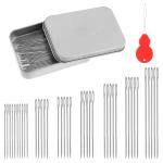 Hasthip 40 Pcs Large Eye Sewing Needles, 7 Sizes Sewing Sharp Needles, Leather Needle Embroidery Thread Needle, Stainless Steel Yarn Knitting Needles