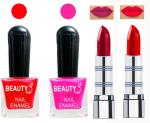 OUR BEAUTY Perfect Combo Of Velvet Matte Lipsticks Ultra Shine Nail Polish (Set Of 4)