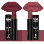 PERPAA Creamy Matte Lipstick Combo Set Of 2 Bright Long Stay Intense Color 3.5gm Each|Dusky Maroon,Brick Red