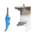 FIRST FRONT Dolphine Shape Electric Gas Lighter With Stainless Steel Cheese & Vegetable Grater Kaddu Kash Supreme Amrapali Grater and Multicolour, Pack of 2