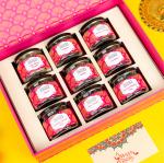 Tummy Pops Diwali Gift Pack Paan Gulkand, Anardana, Khajoor, Aam Papad, Bombay Paan, Saunf, Khatta Chhuhara, Calcutta Pan, Nimbu Goli (50 g Each), 1 Tea Light Candle Holder & 1 Diwali Greeting Card