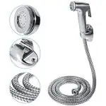 Imaashi Deluxe ABS Plastic Toilet Hand Shower Jet Spray Health Faucets - Complete Set with Shower Hose, Wall Stand, and Chrome Finish