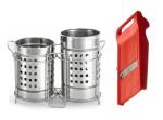 BLUE WONDER Stainless Steel Twin Cutlery Holder Racks With Stainless Steel Johny Slicer Multipurpose Potato/Onion Slicer and Vegetable Slicer and (Multicolour, Pack of 2)