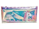 Samvardhan Unicorn Multipurpose Holographic Pencil Pouch/Case with Filled Sequin Water for Kids (Pink).