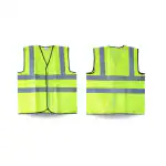 Robustt Polyster Fabric V Neck Green Reflective Safety Jacket|DUAL STRIP|Safety Coat with Velcro Clousure and Pockets for Traffic,Sports,Construction Site(Pack of 50)
