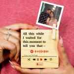 Indigifts Valentine Day Pine Wood Spotify- Photo Stand 3.5X3.5