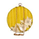 NEEDLEHANDICRAFTS Partywear Round Box Clutch for Women/Girls -Yellow