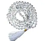 Feel Touch Mart Lab Certified Sphatik Mala Mala Transparent White Moti Sfatik Ki Mala Original 108 Crystal Seed Safed Moti Ki Mala for Jaap for Men&Women