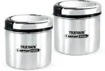 Trueware Silver Stainless Steel Liftup Kitchen Storage Container, 500 Ml (Pack Of 2)