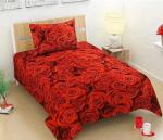 BREVARD Premium Poly Cotton Single Bed Bedsheet (60x90 Inches) with 1 Pillow Covers (17x27 Inches)