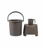 Regalo Strong Plastic Bucket Mug Bathroom Set Of 3 For Kitchen & Bathroom| Solid Color Striped Pattern Bucket With Mug (25 Liter Bucket+ 1Liter Mug+ Stool)