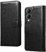 BINTAGE Flip Cover for Vivo V2310 / Y17s 4G (Black, Grip Case, Pack of: 1)