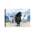 SHASWAT ART Lucky Running vastu Horses Canvas Painting for Living Room, Bed Room, Office, Hotels (46cm x 61cm)