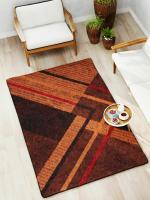 BIANCA matuzi brown/red Soft-Fluffy Area-Rug Carpet-1pc 4 X 6 Ft geometric(182 cm x 121 cm)