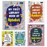BOOKFORD My First Library Books - Set Of 5 Books - Alphabet, Numbers, Hindi Varnamala, Colors & Shapes, And Body Parts For Kids