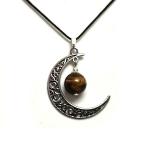 Astroghar Natural Tiger Eye Crystal Half Moon Pendent For Men And Women