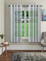 Cortina 152 cm (5 ft) Net Transparent Room Darkening Window Curtain (Pack Of 2) Blue