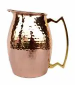 Rastogi Handicrafts Pure Copper Hammered Jug Heavy Gauge Pure Solid Hammered Water Pitcher