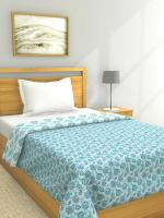 BIANCA mezzo blue/multi Cotton Muslin Dohar-1pc Single size floral(220 cm x 140 cm)