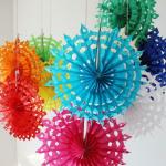 Jagmag Yellow Snowflake Tissue Paper Fan Decoration (pack of 3)