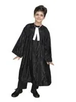 Kaku Fancy Dresses Polyester Our Community Helper Lawyer Costume For Kids Lawyer Black Coat And Tie For Boys & Girls -10-12 Years