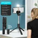 BOPUD Selfie Stick, Bluetooth Extendable Selfie Stick Tripod with LED Light Wireless Remote and Portable Tripod Stand.