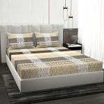 RAREBIRD 180 TC Cotton Double Floral Flat Bedsheet (Pack of 1, Beige)