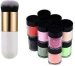 Lenon Beauty Professional Combo Of Makeup Cosmetic Shimmer Face Powder, Foundation/Blush Brush (Wht) and Eye Care Thick Shimmer Powder for Beauty Queen (7 Items in the set)