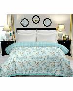 XFY Light Blue and White Lightweight Double Bed Dohar 228.6 x 254 cm